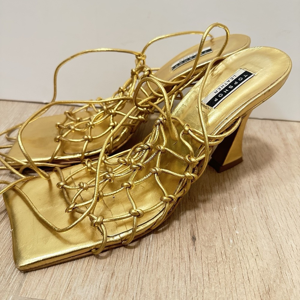 Top Shop Rafi Premium Leather Caged Heel Sandal 8.5 - Picture 7 of 10